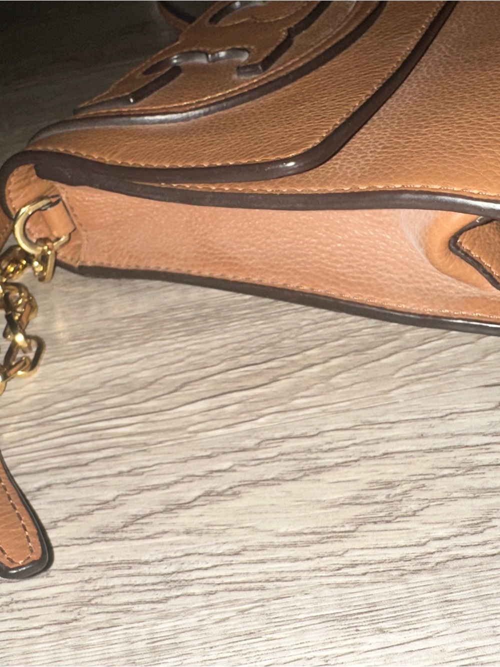 Tory Burch Brown Leather All T Crossbody Bag Purse - Picture 8 of 12